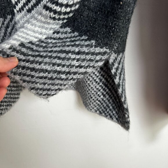 DKNY Womens Turtleneck Plaid Sweater Pull Over SMALL Black White Metallic - Picture 5 of 10